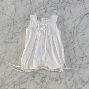 Lullaby Club Linen Bubble Romper Sz 3-6 Mo Christening Edwardian Style